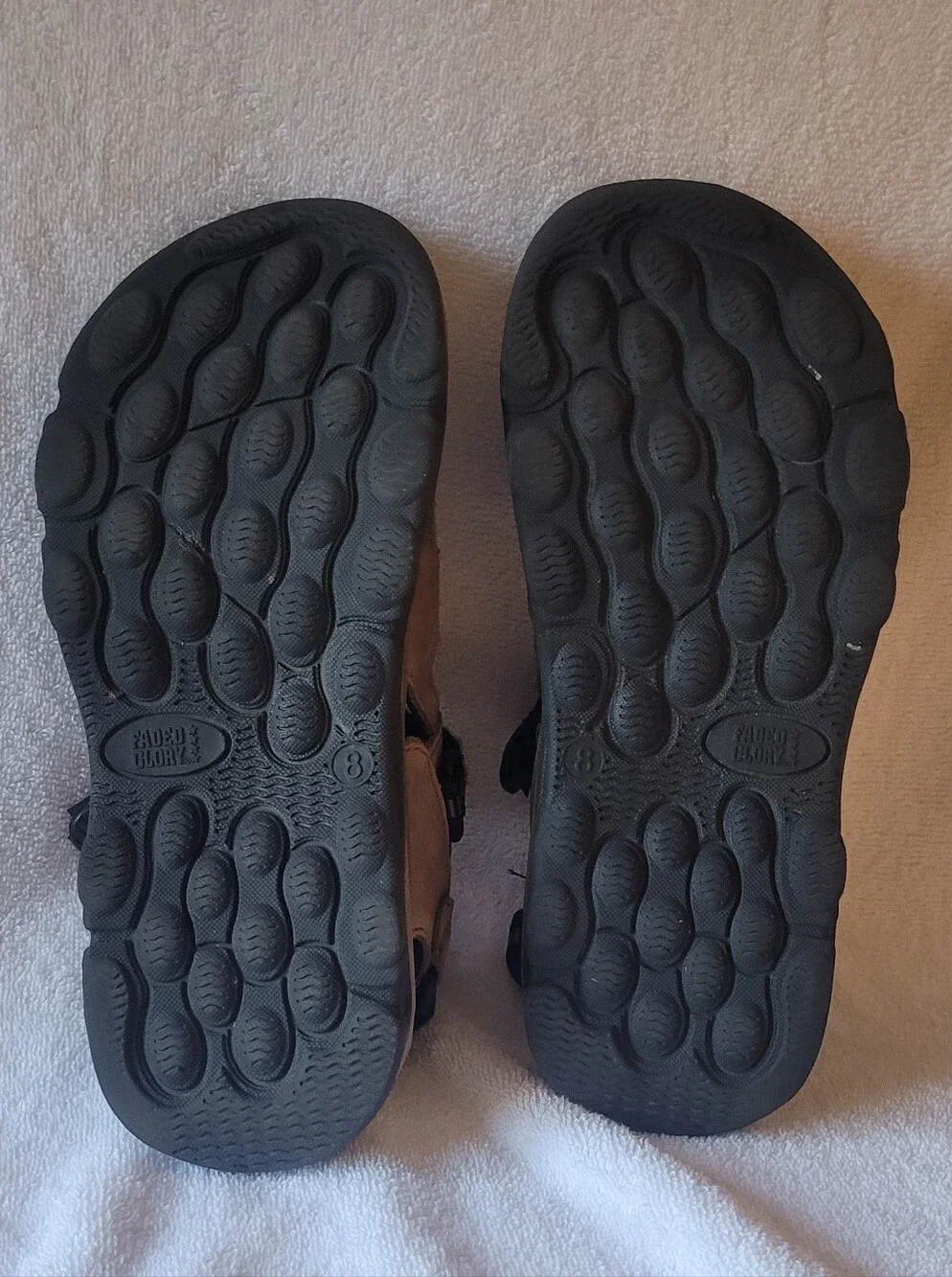 Faded Glory Men's Brown Suede Sandals Adjustable Velcro Comfort Straps size 8